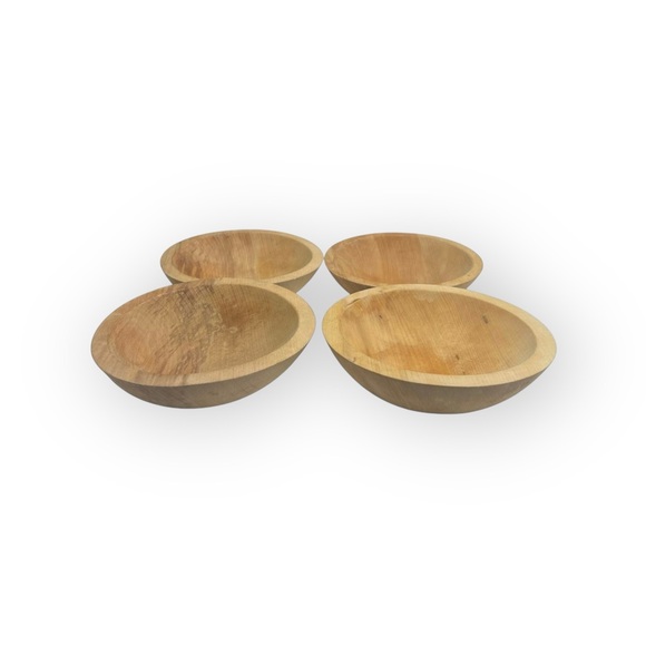 Vintage: Williams Sonoma 𖦹 Set of 4 Hand Carved Maple Salad Bowl 𖦹 - Picture 12 of 17